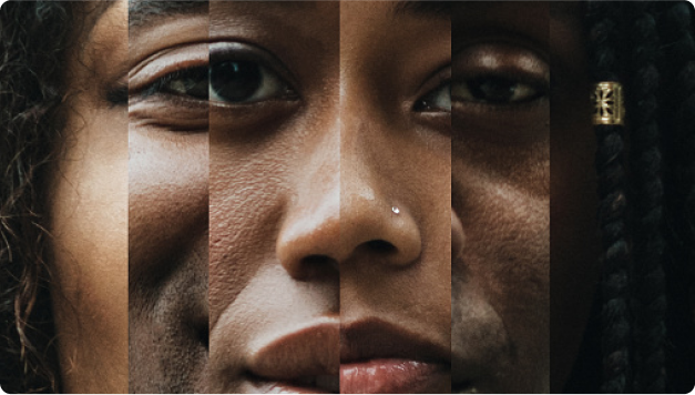 黒人女性3人のトリミングされた顔画像