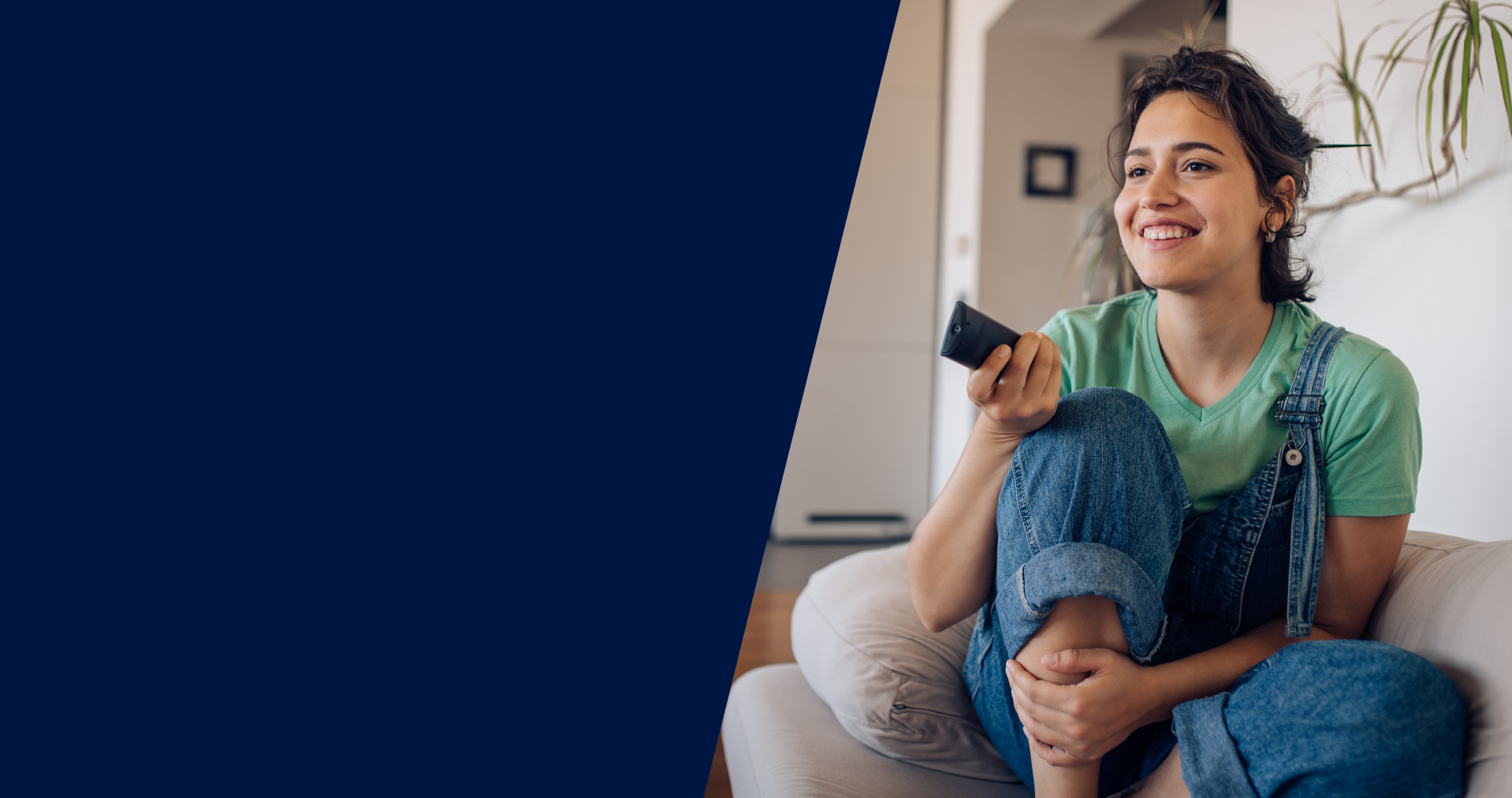 Woman streaming her favorite TV show which will be collected via Nielsen's streaming measurment solution.